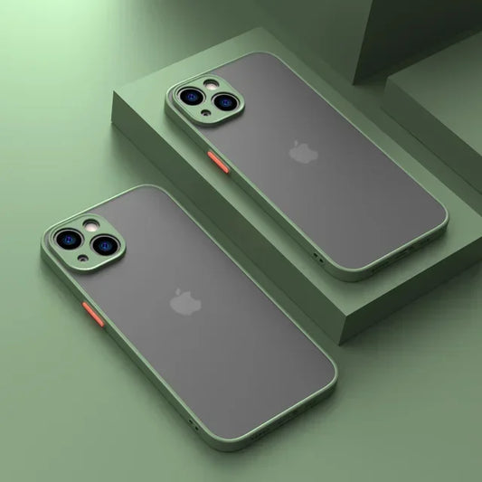 Green Matte Soft Silicone Shockproof Case For iPhone